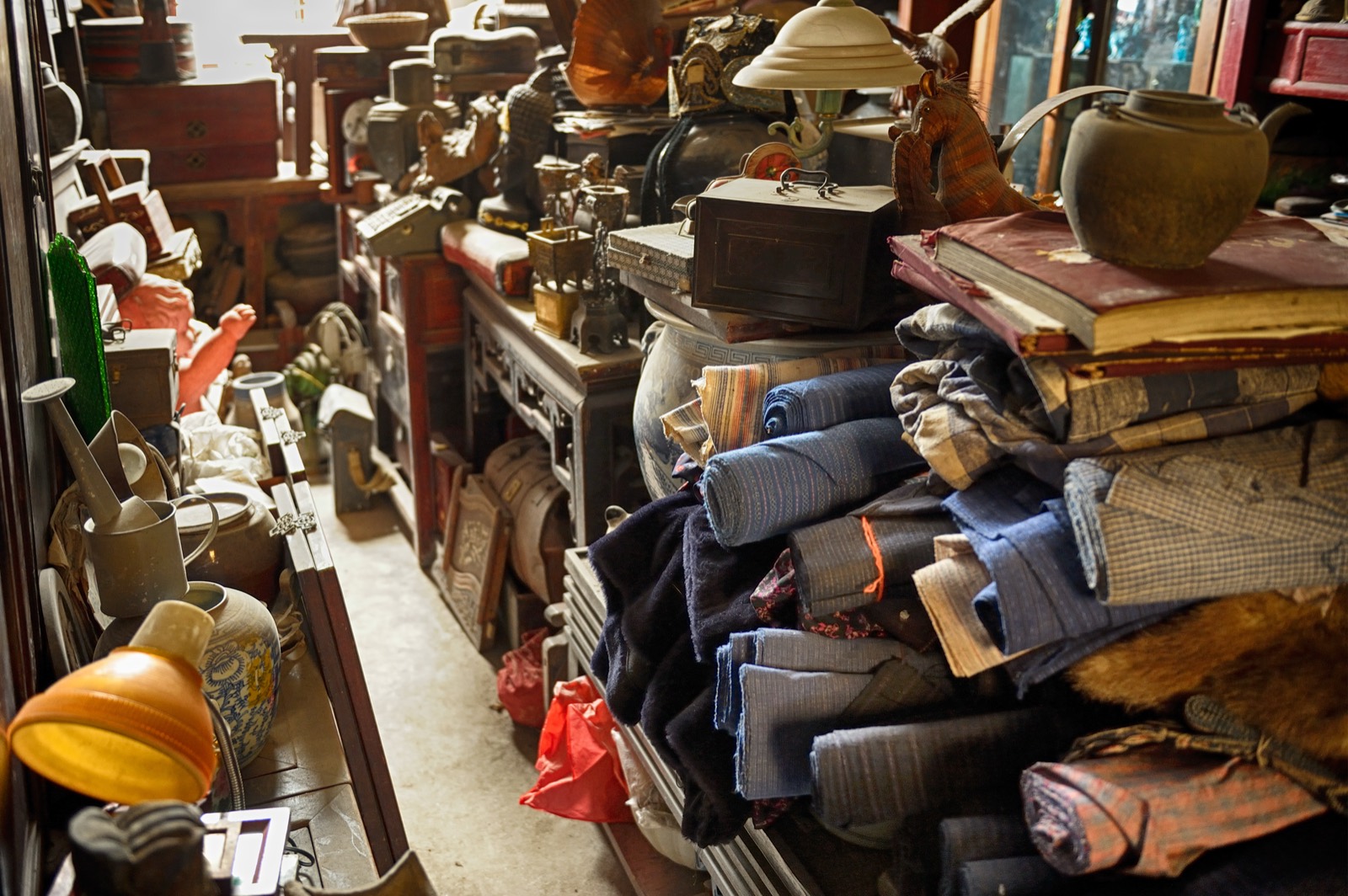 Basement full of stored items and old furniture